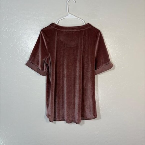 Soft Surroundings Shirt Womens Small Mauve Velvet Short Sleeve Style 2BU18 - Picture 5 of 7